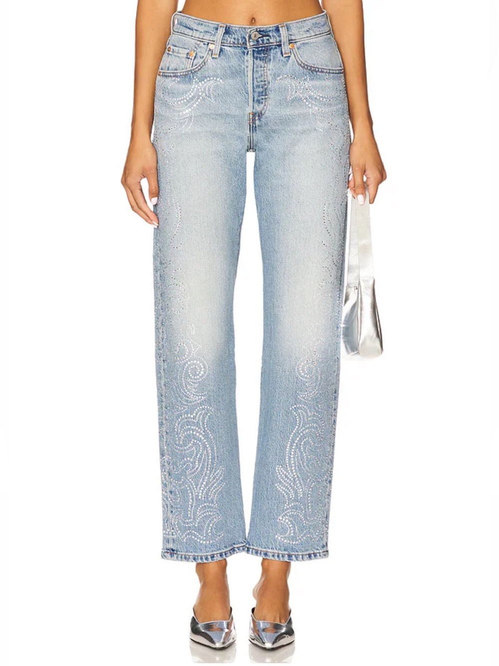 Levi's 501 Beyoncé Curve Embellished
High Waist Straight Leg Jeans size 26 NWT